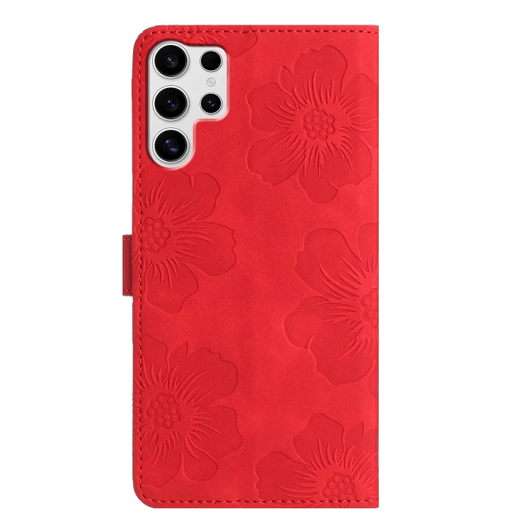 For Samsung Galaxy S25 Ultra 5G Flower Embossing Pattern Leather Phone Case(Red) - Galaxy S25 Ultra 5G Cases by buy2fix | Online Shopping UK | buy2fix