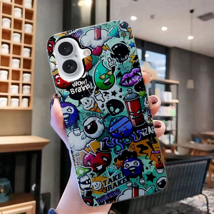 For iPhone 16 Colored Drawing Pattern TPU Phone Case(Graffiti) - iPhone 16 Cases by buy2fix | Online Shopping UK | buy2fix