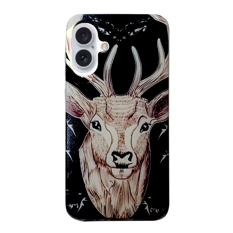 For iPhone 16 Colored Drawing Pattern TPU Phone Case(Deer) - iPhone 16 Cases by buy2fix | Online Shopping UK | buy2fix