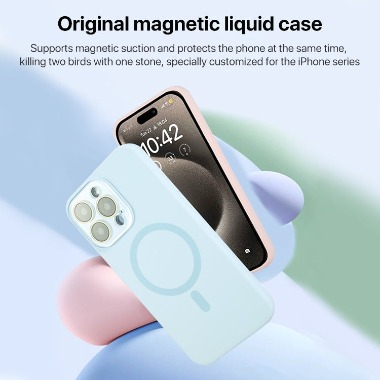 For iPhone 13 MagSafe Liquid Silicone Full Coverage Phone Case with Lens Film(White) - iPhone 13 Cases by buy2fix | Online Shopping UK | buy2fix