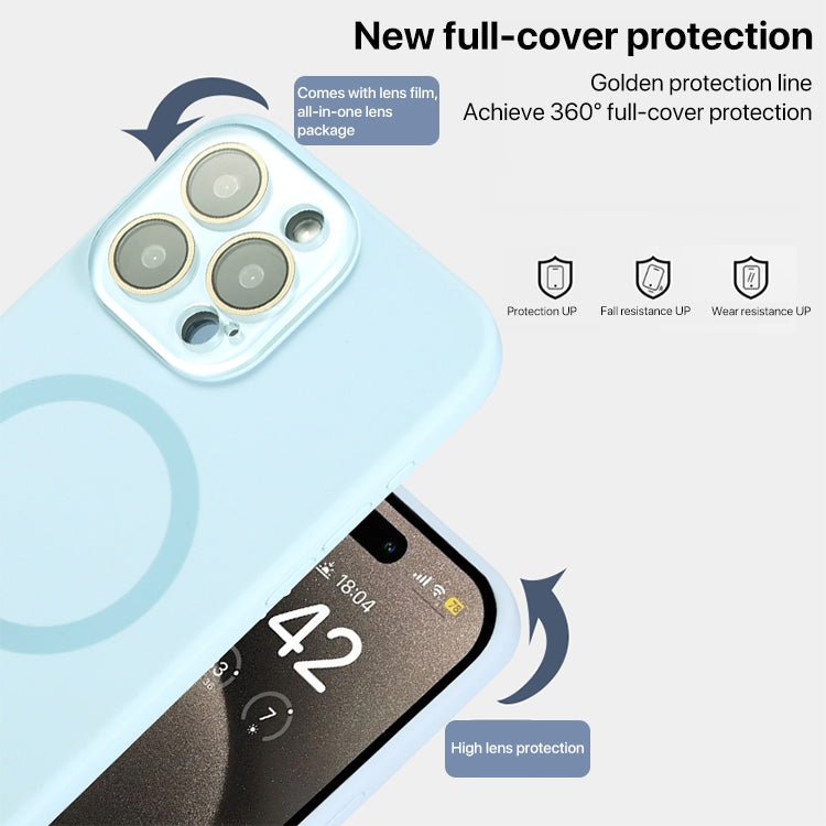 For iPhone 16 Liquid Silicone MagSafe Full Coverage Phone Case with Lens Film(Grey) - iPhone 16 Cases by buy2fix | Online Shopping UK | buy2fix