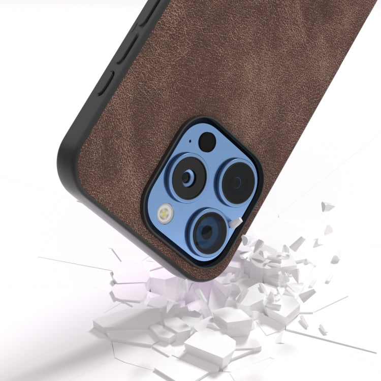 For iPhone 16 Pro Max Black Frame PU Leather Full Coverage Phone Case(Coffee) - iPhone 16 Pro Max Cases by buy2fix | Online Shopping UK | buy2fix