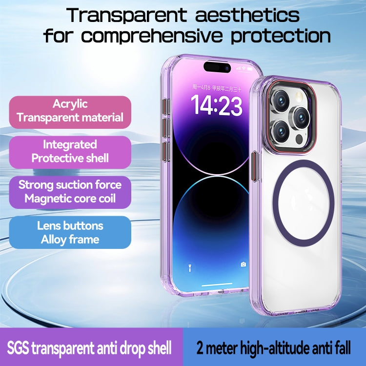 For iPhone 15 Pro Crystal TPU Hybrid PC MagSafe Phone Case(Transparent Purple) - iPhone 15 Pro Cases by buy2fix | Online Shopping UK | buy2fix