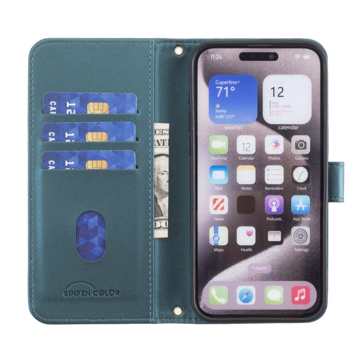 For iPhone 16 Plus Square Texture Leather Phone Case(Green) - iPhone 16 Plus Cases by buy2fix | Online Shopping UK | buy2fix