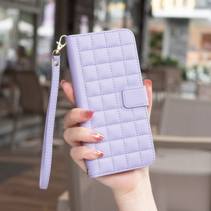 For iPhone 16 Plus Square Texture Leather Phone Case(Purple) - iPhone 16 Plus Cases by buy2fix | Online Shopping UK | buy2fix