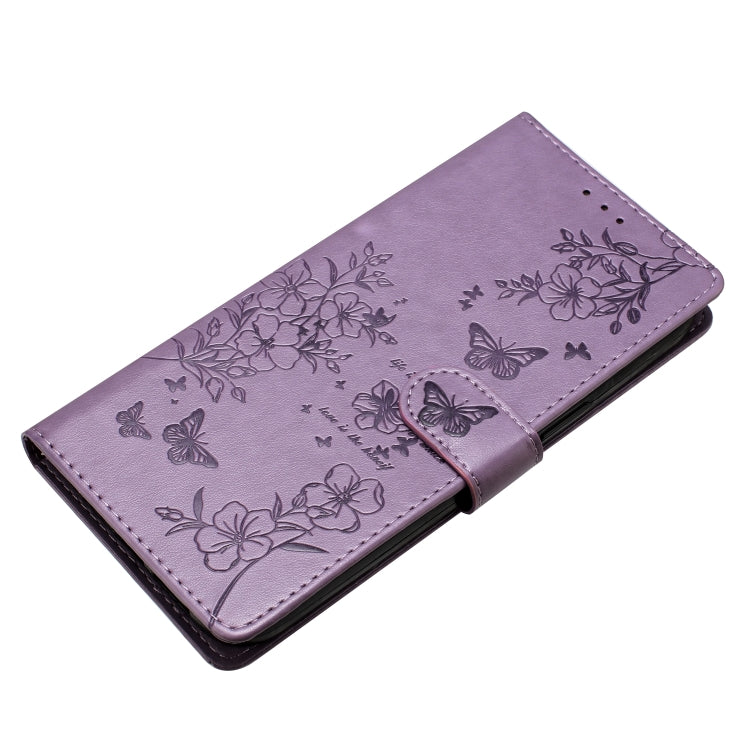 For Google Pixel 9 / 9 Pro Butterflies and Flowers Leather Phone Case(Purple) - Google Cases by buy2fix | Online Shopping UK | buy2fix