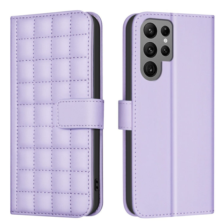 For Samsung Galaxy S25 Ultra 5G Square Texture Leather Phone Case(Purple) - Galaxy S25 Ultra 5G Cases by buy2fix | Online Shopping UK | buy2fix