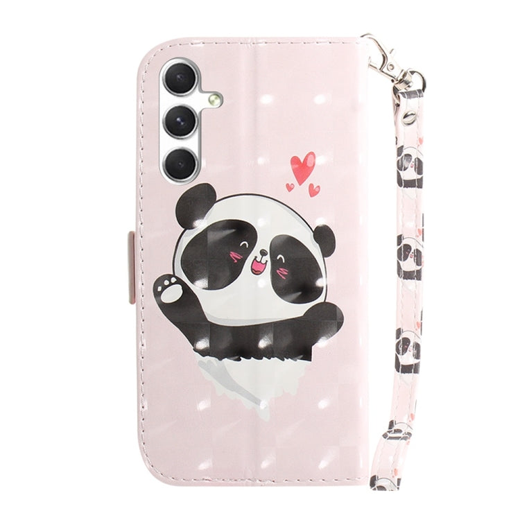 For Samsung Galaxy S25 5G 3D Colored Horizontal Flip Leather Phone Case(Heart Panda) - Galaxy S25 5G Cases by buy2fix | Online Shopping UK | buy2fix