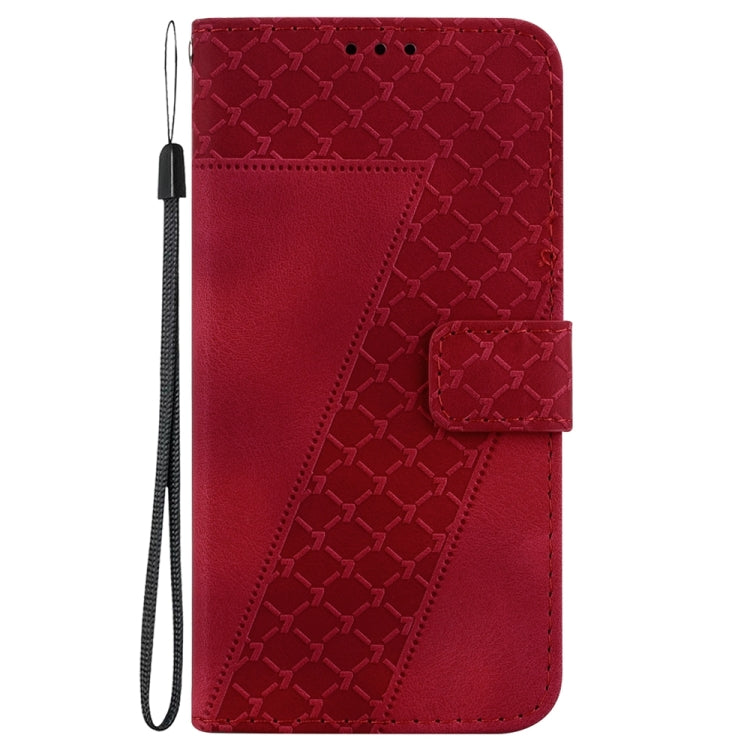 For Samsung Galaxy S25 5G Seven-shaped Embossed Leather Phone Case(Red) - Galaxy S25 5G Cases by buy2fix | Online Shopping UK | buy2fix