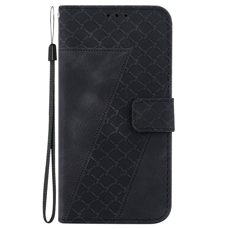 For Samsung Galaxy S25 5G Seven-shaped Embossed Leather Phone Case(Black) - Galaxy S25 5G Cases by buy2fix | Online Shopping UK | buy2fix