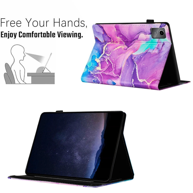 For Lenovo Tab M11/ Xiaoxin Pad 11 2024 Marble Litchi Leather Smart Tablet Case(Purple) - Lenovo by buy2fix | Online Shopping UK | buy2fix