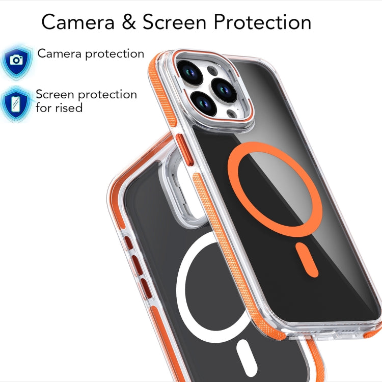 For iPhone 13 Pro Magsafe Dual-Color Transparent Black Lens Holder Phone Case(White) - iPhone 13 Pro Cases by buy2fix | Online Shopping UK | buy2fix