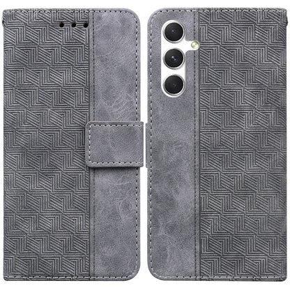 For Samsung Galaxy S25 5G Geometric Embossed Leather Phone Case(Grey) - Galaxy S25 5G Cases by buy2fix | Online Shopping UK | buy2fix