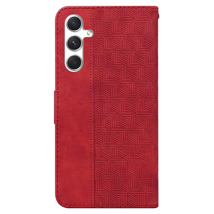 For Samsung Galaxy S25 5G Geometric Embossed Leather Phone Case(Red) - Galaxy S25 5G Cases by buy2fix | Online Shopping UK | buy2fix