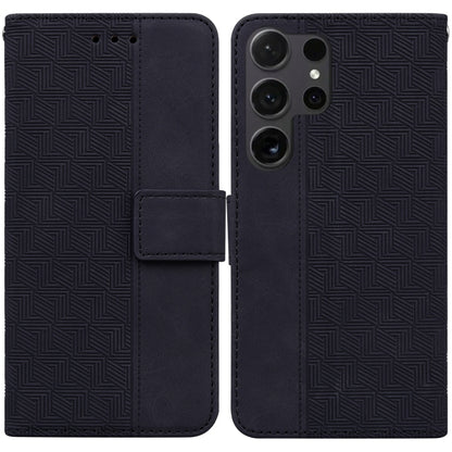 For Samsung Galaxy S25 Ultra 5G Geometric Embossed Leather Phone Case(Black) - Galaxy S25 Ultra 5G Cases by buy2fix | Online Shopping UK | buy2fix