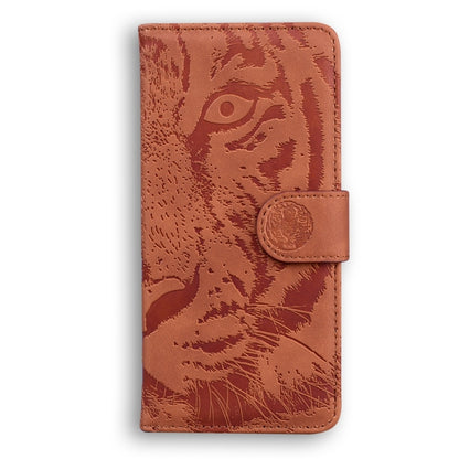 For Samsung Galaxy S25 5G Tiger Embossing Pattern Flip Leather Phone Case(Brown) - Galaxy S25 5G Cases by buy2fix | Online Shopping UK | buy2fix