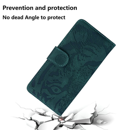 For Samsung Galaxy S25 Ultra 5G Tiger Embossing Pattern Flip Leather Phone Case(Green) - Galaxy S25 Ultra 5G Cases by buy2fix | Online Shopping UK | buy2fix