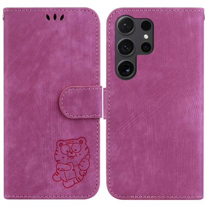 For Samsung Galaxy S25 Ultra 5G Little Tiger Embossed Leather Phone Case(Rose Red) - Galaxy S24 Ultra 5G Cases by buy2fix | Online Shopping UK | buy2fix