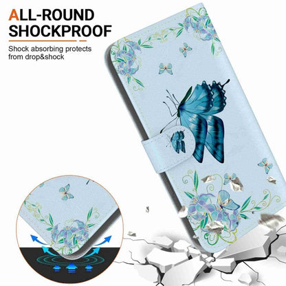 For Samsung Galaxy S25 5G Crystal Texture Colored Drawing Leather Phone Case(Blue Pansies) - Galaxy S25 5G Cases by buy2fix | Online Shopping UK | buy2fix