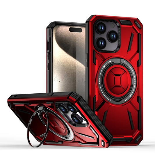 For iPhone 14 Pro Max Armor II Series MagSafe Magnetic Holder Phone Case(Red) - iPhone 14 Pro Max Cases by buy2fix | Online Shopping UK | buy2fix