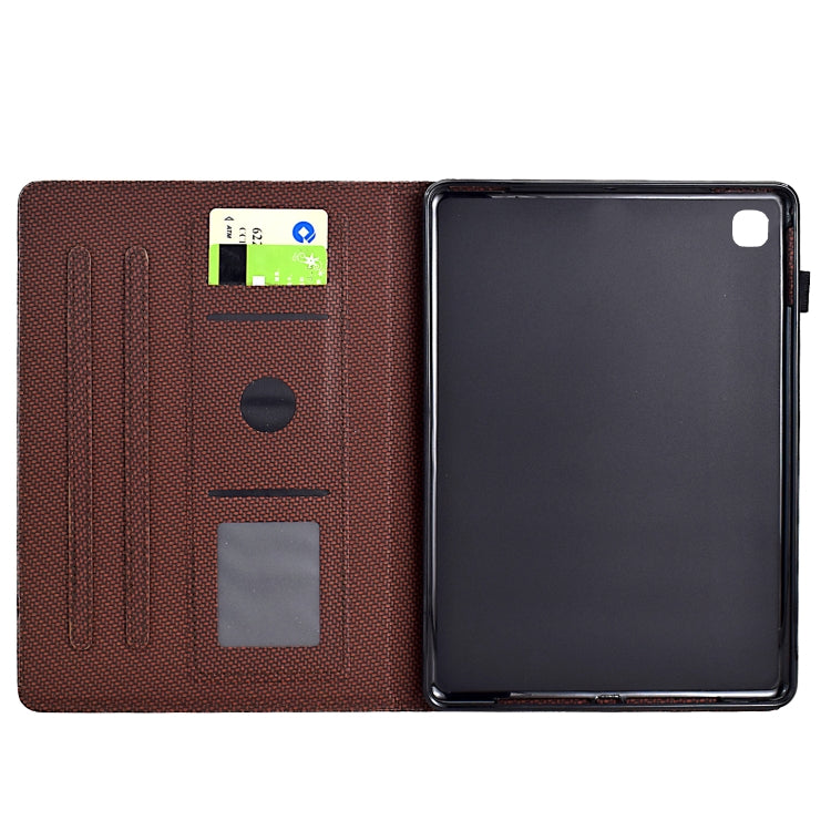 For Samsung Galaxy Tab S6 Lite Solid Color Fiber Texture Smart Tablet Leather Case(Brown) - Tab S6 Lite P610 / P615 by buy2fix | Online Shopping UK | buy2fix