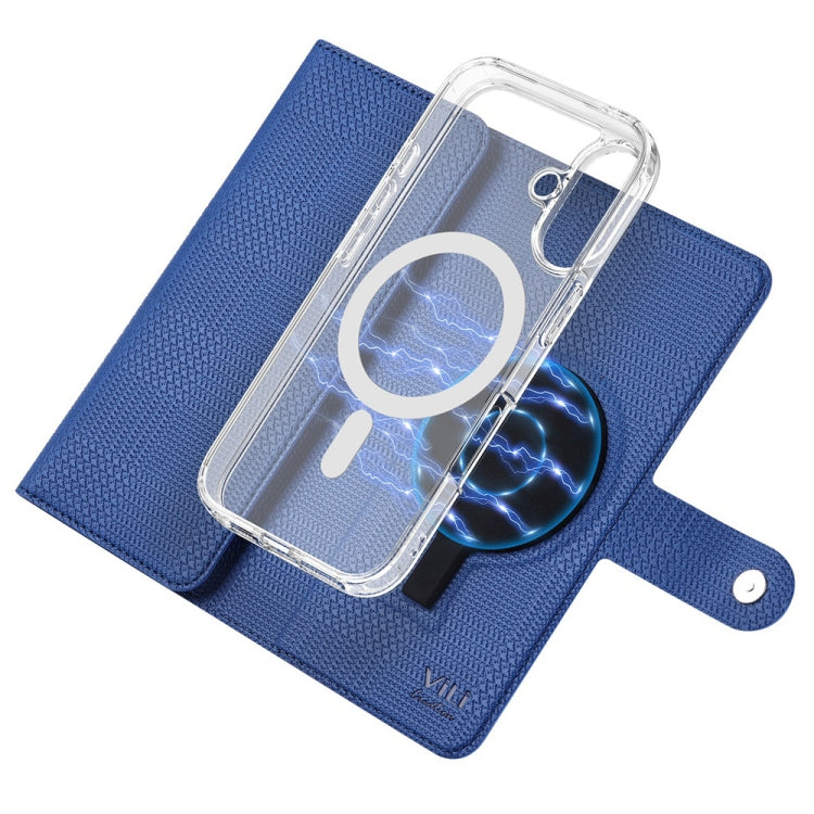 For iPhone 15 ViLi GHA-C Series RFID MagSafe Magnetic Flip Leather Phone Case(Blue) - iPhone 15 Cases by ViLi | Online Shopping UK | buy2fix