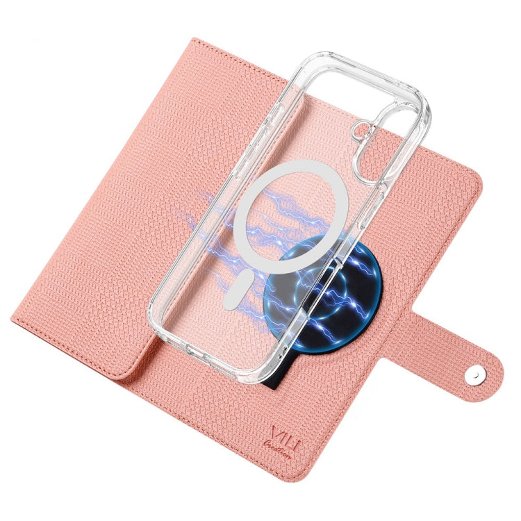 For iPhone 15 Pro ViLi GHA-C Series RFID MagSafe Magnetic Flip Leather Phone Case(Pink) - iPhone 15 Pro Cases by ViLi | Online Shopping UK | buy2fix