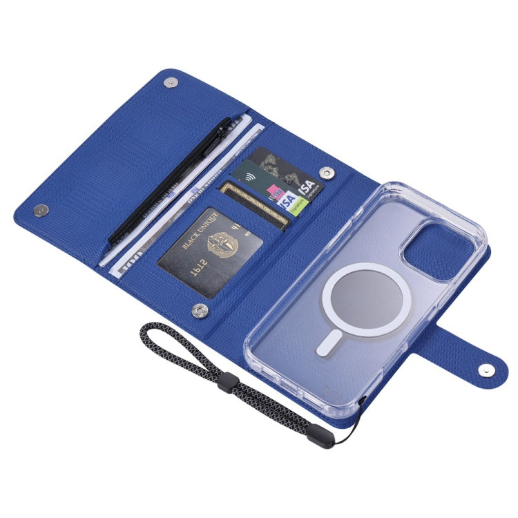 For iPhone 14 ViLi GHB-C Series RFID MagSafe Magnetic Flip Leather Phone Case(Blue) - iPhone 14 Cases by ViLi | Online Shopping UK | buy2fix