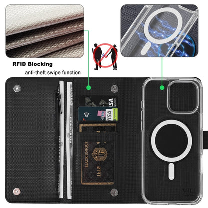 For iPhone 14 Plus ViLi GHB-C Series RFID MagSafe Magnetic Flip Leather Phone Case(Black) - iPhone 14 Plus Cases by ViLi | Online Shopping UK | buy2fix