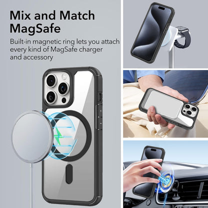 For iPhone 14 Pro Max MagSafe Acrylic Hybrid TPU Phone Case(Black + White) - iPhone 14 Pro Max Cases by buy2fix | Online Shopping UK | buy2fix