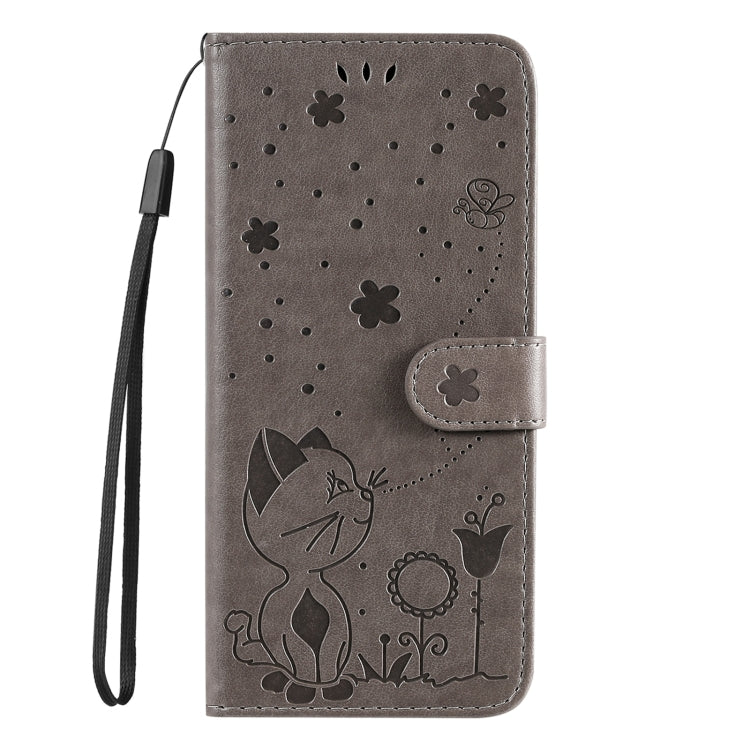 For Samsung Galaxy S25 Ultra 5G Cat and Bee Embossed Flip Leather Phone Case(Grey) - Galaxy S25 Ultra 5G Cases by buy2fix | Online Shopping UK | buy2fix