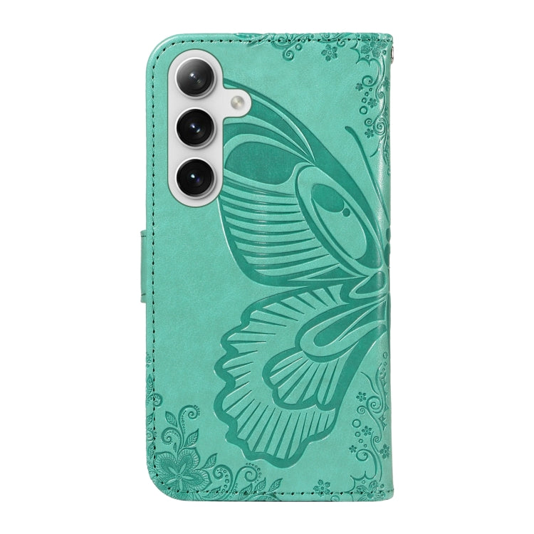 For Samsung Galaxy S25+ / S24+ 5G Swallowtail Butterfly Embossed Leather Phone Case(Green) - Galaxy S25+ 5G Cases by buy2fix | Online Shopping UK | buy2fix