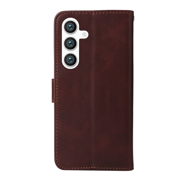 For Samsung Galaxy S25+ 5G Classic Calf Texture Flip Leather Phone Case(Brown) - Galaxy S25+ 5G Cases by buy2fix | Online Shopping UK | buy2fix