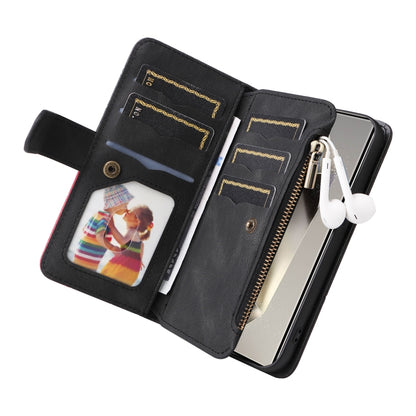 For Samsung Galaxy S25 Ultra 5G Dual-color 9 Card Slots Zipper Wallet Leather Phone Case(Black) - Galaxy S25 Ultra 5G Cases by buy2fix | Online Shopping UK | buy2fix