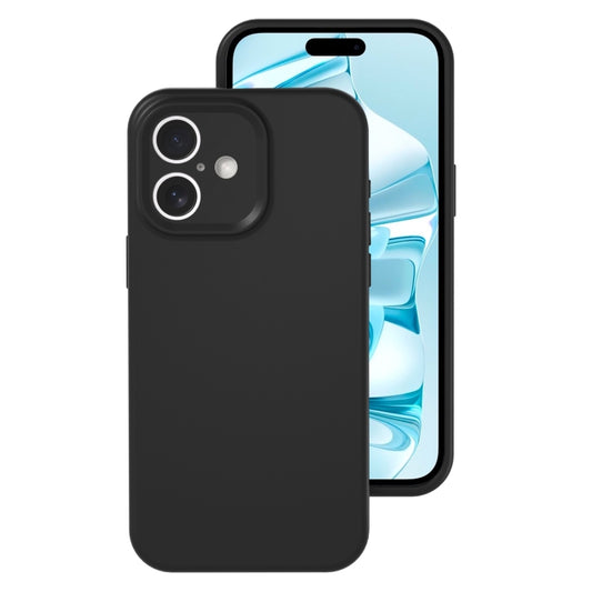 For iPhone 16 Plus Precise Hole Liquid Silicone Jelly Color Full Coverage Phone Case(Black) - iPhone 16 Plus Cases by buy2fix | Online Shopping UK | buy2fix