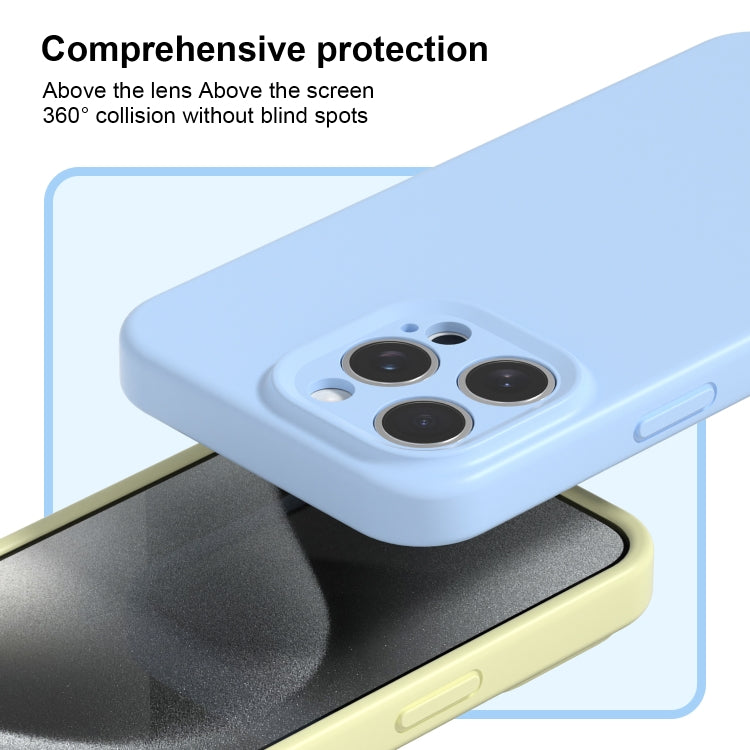 For iPhone 16 Plus Precise Hole Liquid Silicone Jelly Color Full Coverage Phone Case(Thin Fog Blue) - iPhone 16 Plus Cases by buy2fix | Online Shopping UK | buy2fix