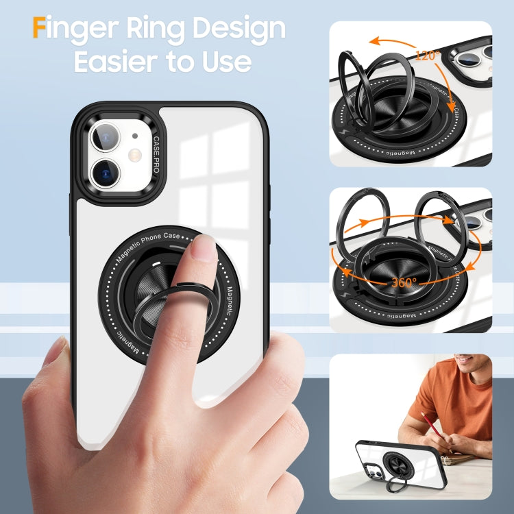 For iPhone 16 Plus Magnetic Rotating Ring Holder Phone Case(Black) - iPhone 16 Plus Cases by buy2fix | Online Shopping UK | buy2fix