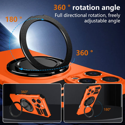 For iPhone 16 Pro Rotating Magnetic Holder Phone Case(Orange) - iPhone 16 Pro Cases by buy2fix | Online Shopping UK | buy2fix