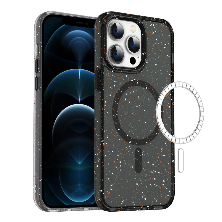 For iPhone 12 Pro Max Colorful Ink-splash Magsafe PC Hybrid TPU Phone Case(Black) - iPhone 12 Pro Max Cases by buy2fix | Online Shopping UK | buy2fix