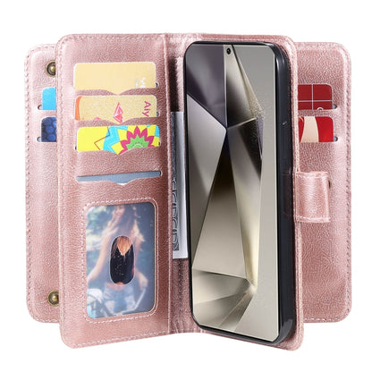 For Samsung Galaxy S25 Ultra 5G Multi-Function Wallet 10 Card Slots Leather Phone Case(Rose Gold) - Galaxy S25 Ultra 5G Cases by buy2fix | Online Shopping UK | buy2fix