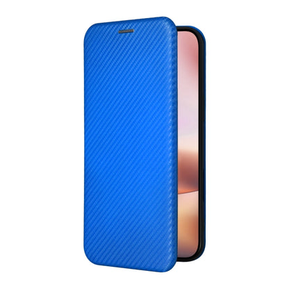 For iPhone 16 Plus Carbon Fiber Texture Flip Leather Phone Case(Blue) - iPhone 16 Plus Cases by buy2fix | Online Shopping UK | buy2fix