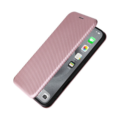 For iPhone 16 Pro Carbon Fiber Texture Flip Leather Phone Case(Pink) - iPhone 16 Pro Cases by buy2fix | Online Shopping UK | buy2fix