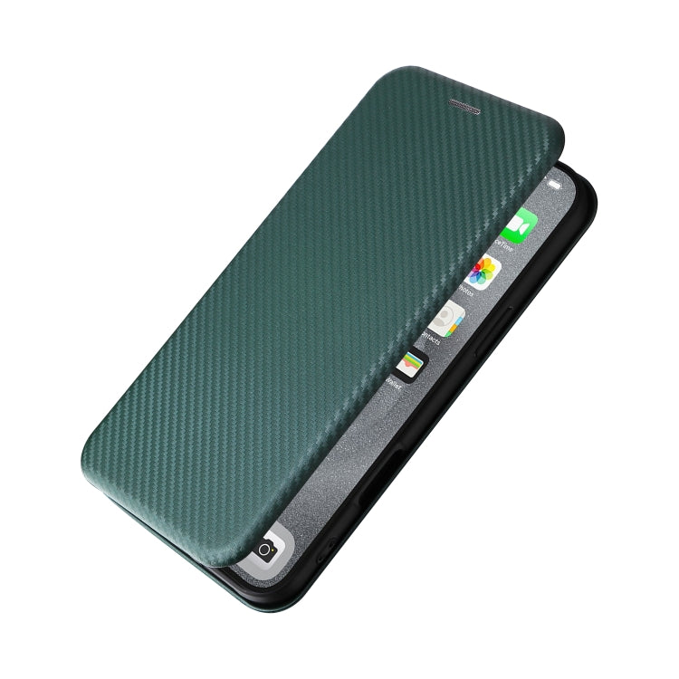 For iPhone 16 Pro Carbon Fiber Texture Flip Leather Phone Case(Green) - iPhone 16 Pro Cases by buy2fix | Online Shopping UK | buy2fix