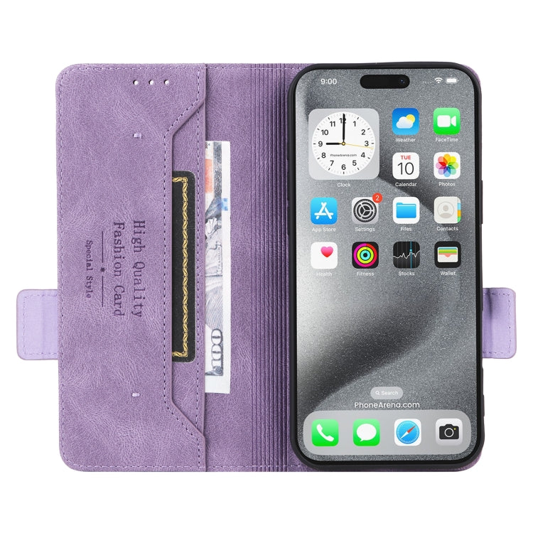 For iPhone 16 Pro Magnetic Clasp Leather Phone Case(Purple) - iPhone 16 Pro Cases by buy2fix | Online Shopping UK | buy2fix