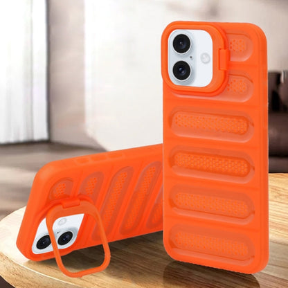 For iPhone 16 Invisible Holder Cooling Phone Case(Transparent Orange) - iPhone 16 Cases by buy2fix | Online Shopping UK | buy2fix