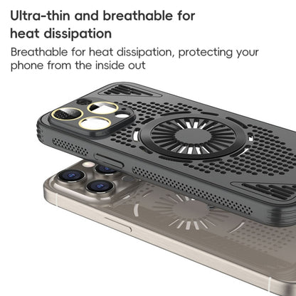 For iPhone 15 Hollow Cooling MagSafe Shockproof Phone Case(Black) - iPhone 15 Cases by buy2fix | Online Shopping UK | buy2fix