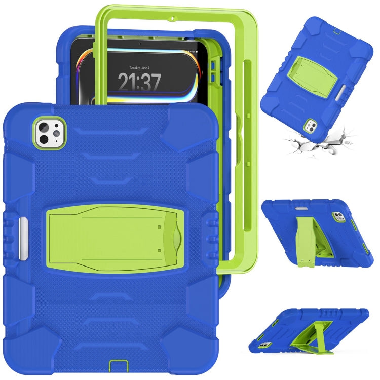 For iPad Pro 11 2024 3-Layer Silicone Hybrid PC Tablet Case(Blue Lime) - iPad Pro 11 2024 Cases by buy2fix | Online Shopping UK | buy2fix