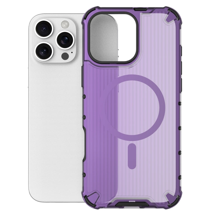 For iPhone 16 Pro Max Grating Airbag Shockproof MagSafe Frosted Phone Case(Purple) - iPhone 16 Pro Max Cases by buy2fix | Online Shopping UK | buy2fix