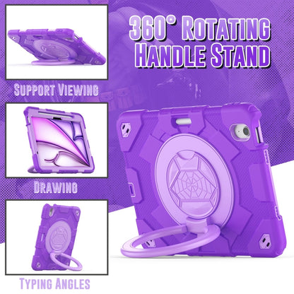 For iPad Air 11 2024 Spider Rotation Handle Silicone Hybrid PC Tablet Case(Purple) - iPad Air 11 2024 Cases by buy2fix | Online Shopping UK | buy2fix