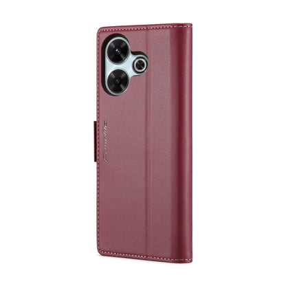 For Redmi 13 CaseMe 023 Butterfly Buckle Litchi Texture RFID Anti-theft Leather Phone Case(Wine Red) - Redmi 13 Cases by CaseMe | Online Shopping UK | buy2fix